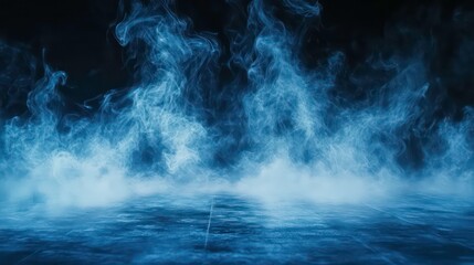 Wall Mural - Abstract Blue Smoke on Dark Background.