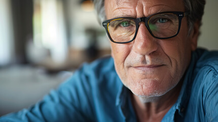 Poster - Middle-aged hoary senior man wearing glasses over an isolated background with a happy and cool smile on his face. Lucky person.