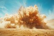 © maria_lh - Explosion of sand in the desert with spraying of fine particles