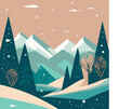 © RomanR - Beautiful winter landscape with snow mountain and forest. Flat landscape, vector