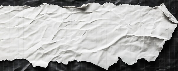 Wall Mural - Torn white paper on black grid background