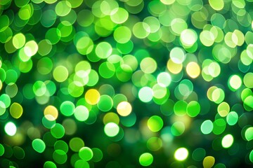 Canvas Print - vibrant abstract green bokeh background with circular lights