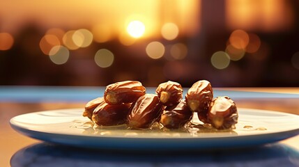 Poster - Dates on a Plate at Sunset