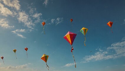 Sticker - Kites flying during Makar Sankranti with copy space