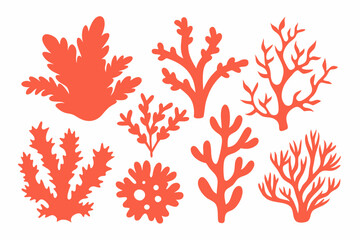 coral vector,  colorful-coral vector,  all different styles of coral, sea creature