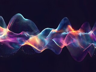 vibrant abstract sound waves with dynamic glitch effects in neon gradient