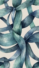 Wall Mural - Long Flowing Pastel Blue Ribbon, Watercolor Style