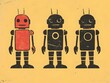 © Chumporn - Retro Robot Designs with Bold Lines in Vibrant
