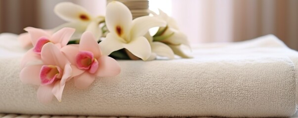 Poster - Spa Treatment with Orchids and Towels