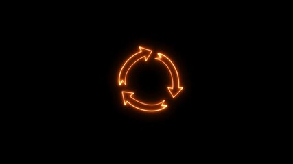 Wall Mural - Abstract beautiful neon refresh and recycle icon animation background. Neon arrow icon background.