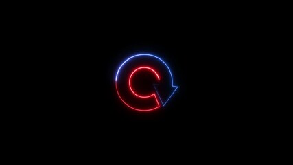 Wall Mural - Abstract beautiful neon refresh and recycle icon animation background. Neon arrow icon background.