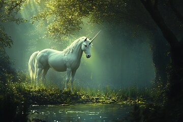 Wall Mural - white horse in the night