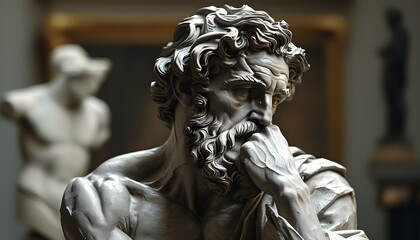 Wall Mural - Philosophical Reflection: The Thinker Sculpture Inspiring Contemplation and Intellectual Exploration