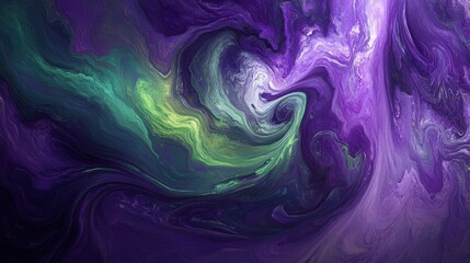 Wall Mural - this captivating abstract image features swirling patterns in vibrant purple and green hues, inspiri