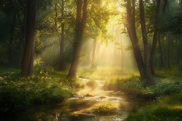 Canvas Print - sun rays in the forest