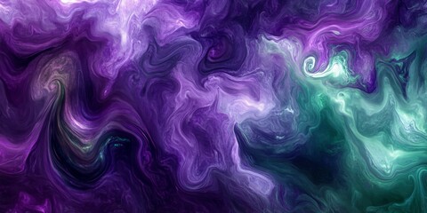 Wall Mural - this captivating artwork features a mesmerizing blend of purple and green hues embodied in a fluid, 
