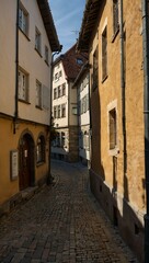 Poster - Narrow street in the old town of Mühlhausen, Lower Saxony.