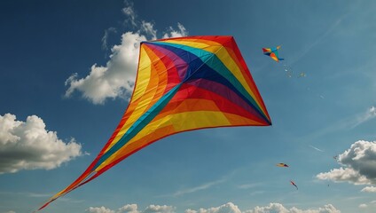 Poster - National Kite Flying Day with a sunny sky background in summer.