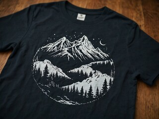 Canvas Print - Nature-inspired T-shirt with a serene mountain landscape.