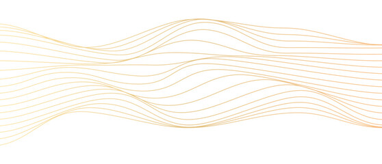 Leinwandbilder - Vector waves flowing smooth (guilloche curves)  gold gradient abstract lines pattern isolated on transparent background. Elegant template for luxury cosmetics, technology, menu, cover, certificate
