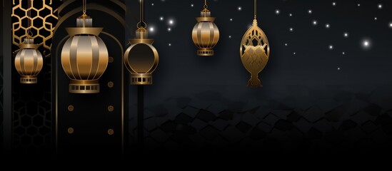 Wall Mural - Golden Lanterns Hanging in the Night Sky