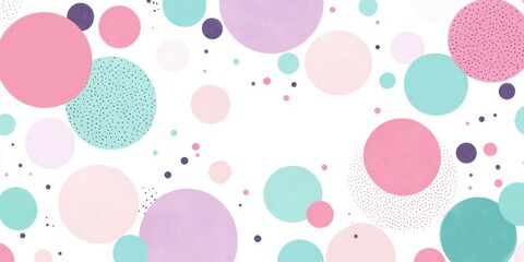 Wall Mural - Cute pastel pink, purple, and teal background with abstract shapes in the style of cute cartoonish designs Generative AI