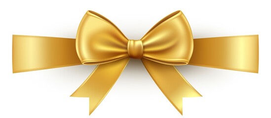 Sticker - Golden Bow on White Background