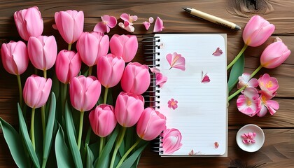 Wall Mural - Vibrant Collage of Pink Tulips for Creative Projects and Inspirational Designs