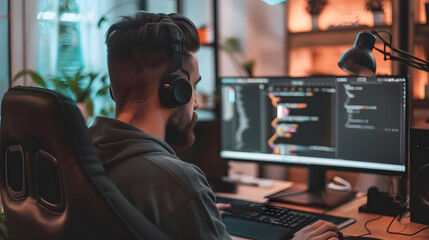 Programmer engaged in work at a software development company