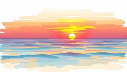 Wall Mural - isolated tropical seascape at twilight with vibrant sunset background