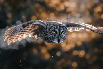 Canvas Print - Majestic Grey Owl in Flight