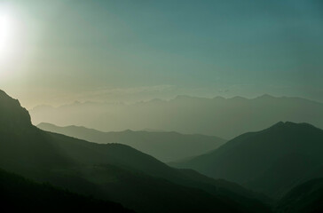 View of the Picos de Europa from the Piedrasluengas viewpoint. Palencia, Castile and Leon, Spain.