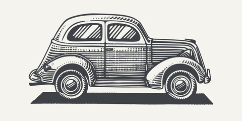 Wall Mural - Vintage Automobile. Vintage woodcut engraving style vector illustration.