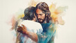 © Anna - watercolor painting of Jesus embracing a person in need