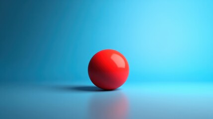 Wall Mural - Red Sphere on Blue Gradient Background for Minimalist Design Concepts