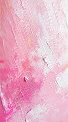 Wall Mural - Abstract pink and white textured painting, close