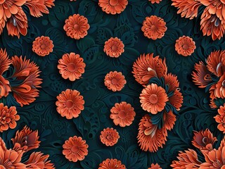 Wall Mural - 3d seamless floral background,abstract floral background,pattern with flowers