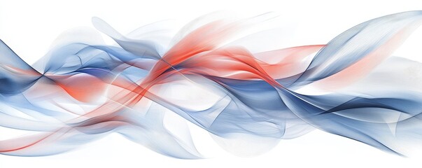 Poster - Abstract Blue and Red Waves on White Background, Abstract Art, Waves, Digital Art