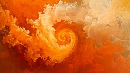 Wall Mural - Whirlwind of Orange and White Clouds, digital art, abstract, swirl, cloud, sky, nature