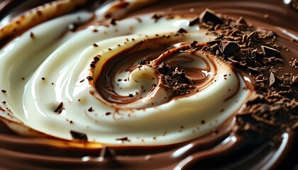 Wall Mural - Decadent Swirls of Milk and Chocolate in a High-Speed Macro Shot