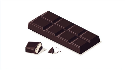 Poster - Chocolate bar with a single piece removed, showing smooth filling, sweet illustration