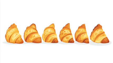 Wall Mural - Group of puff pastries arranged neatly in a row on a neutral, flat surface, sweet illustration