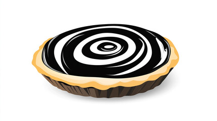 Wall Mural - Puff pastry with a spiral shape on a plain, reflective background, sweet illustration art