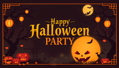 Halloween vintage party invitation. Halloween design template. Vector illustration isolated with white highlights, png