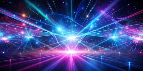 Wall Mural - Neon Laser Lights in the Galactic Sky, cosmic, abstract, galaxy