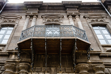 Sticker - openwork balcony of residential house in Gyumri