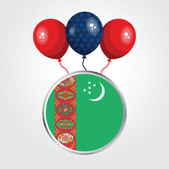 Wall Mural - Celebration Turkmenistan National Flag With Balloons