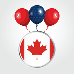 Wall Mural - Celebration Canada National Flag With Balloons