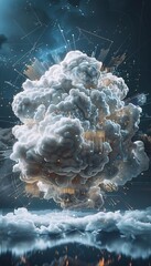Wall Mural - a fluffy cloud with circuit patterns illustrates digital transformation in business integration
