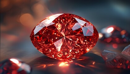 Close-up of shimmering rubies showcasing intricate facets, reflecting light with luxury and elegance in rich red tones, perfect for a striking background or banner.